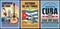 Cuba and havana vacation travel tour retro banners