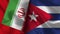 Cuba and Iran Realistic Flag â€“ Fabric Texture Illustration