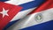 Cuba and Paraguay two flags textile cloth, fabric texture