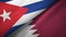 Cuba and Qatar two flags textile cloth, fabric texture