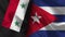 Cuba and Syria Realistic Flag â€“ Fabric Texture Illustration