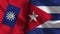 Cuba and Taiwan Realistic Flag â€“ Fabric Texture Illustration