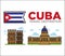 Cuba travel famous landmarks and sightseeing vector Havana icons