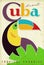 Cuba Travel Poster Grunge Parrot Vintage