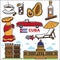 Cuba travel sightseeing icons and vector Havana landmarks