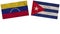 Cuba and Venezuela Flags Together Paper Texture Illustration