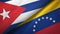 Cuba and Venezuela two flags textile cloth, fabric texture