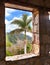 Cuba. View of mountains from a window of the destroyed house.