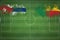 Cuba vs Benin Soccer Match, national colors, national flags, soccer field, football game, Copy space