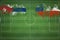 Cuba vs Chile Soccer Match, national colors, national flags, soccer field, football game, Copy space