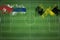 Cuba vs Jamaica Soccer Match, national colors, national flags, soccer field, football game, Copy space