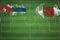 Cuba vs Japan Soccer Match, national colors, national flags, soccer field, football game, Copy space
