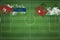 Cuba vs Jordan Soccer Match, national colors, national flags, soccer field, football game, Copy space