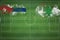 Cuba vs Lebanon Soccer Match, national colors, national flags, soccer field, football game, Copy space