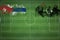 Cuba vs Libya Soccer Match, national colors, national flags, soccer field, football game, Copy space