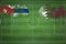 Cuba vs Qatar Soccer Match, national colors, national flags, soccer field, football game, Copy space