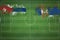 Cuba vs Serbia Soccer Match, national colors, national flags, soccer field, football game, Copy space