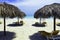 Cuban beach, umbrellas and sunbeds with Atlantic Ocean - Varadero, Cuba