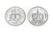 Cuban coins of three pesos with the face of Che