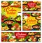 Cuban cuisine food vector banners collection