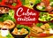 Cuban cuisine restaurant meals menu vector poster