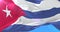 Cuban flag waving at wind in slow, loop