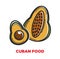 Cuban food promo banner with locally grown fruits