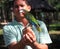 Cuban Man With Parrot