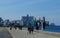 Cuban people at the Malecon in Havanna City.