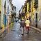 Cuban people in an old neighborhood in Havana