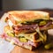 Cuban Sandwich: Ham, Roasted Pork, and Swiss Cheese on Cuban Bread