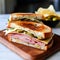 Cuban Sandwich: Ham, Roasted Pork, and Swiss Cheese on Cuban Bread