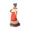 Cuban woman in colorful costume, cartoon flat vector illustration isolated.