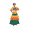 Cuban woman in national historic costume, flat vector illustration isolated.