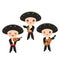 Cubans boy in national costume and hat. Cartoon children in traditional Cuba dress, Mariachi group Musical instruments guitar, vio