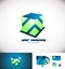 Cube 3d logo design blue green