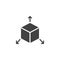 Cube with arrows out vector icon