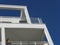 Cube building details and balcony seen from below