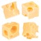 Cube of cheese isolated on a white background. Collection. With