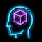 Cube Figure In Man Silhouette Mind neon glow icon illustration