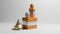 Cube, hexagon and ball cone, cylinder, clay, metal, gold, different materials, the concept of the development of the form to the