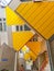 Cube houses are a set of bright yellow angled apartments