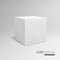 Cube podium. 3d cube pedestal, white blank block for product promo. 3d in perspective with shadow vector advertising