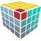 Cube puzzle box 3d solution on white