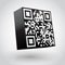 Cube with QR code vector illustration.