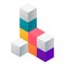 Cube solution construction icon, isometric style