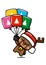 Cube Style Cute Christmas Reindeer Holding Balloons