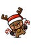 Cube Style Cute Christmas Reindeer Holding Candy Cane