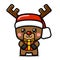 Cube Style Cute Christmas Reindeer Holding Presents Box