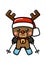 Cube Style Cute Christmas Reindeer Skiing